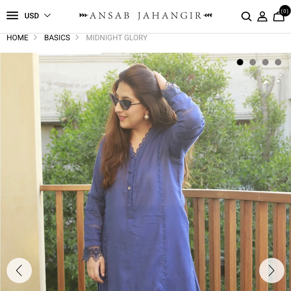 Blue Lace-Trim Ansab Jahangir